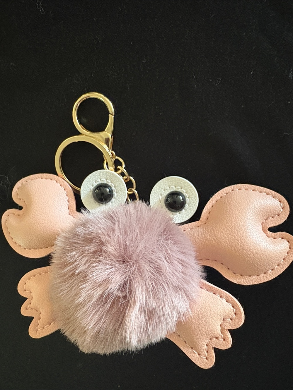 Pinkish Crab Pom Keychain - Cute Pom Pom Bag Charm